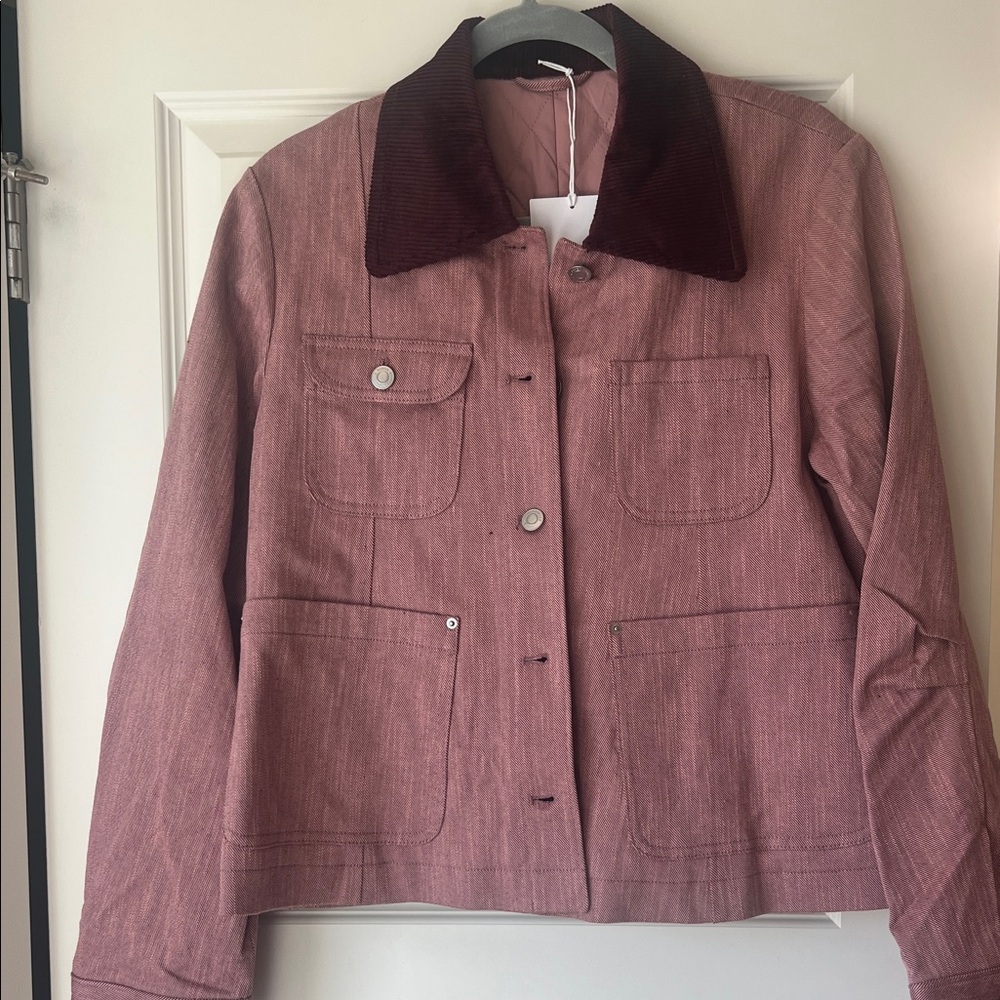 & Other Stories Pink Jean Jacket with Dark Collar